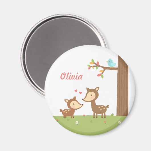 Schattig Woodland Herten moeder en kind naam magne Magneet (Voorkant / Achterkant)