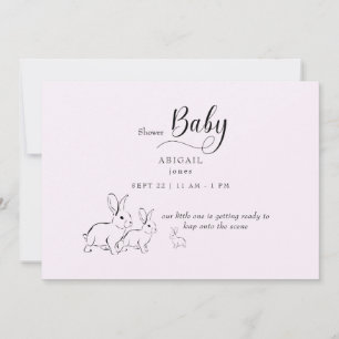 Schattig Woodland Konijn Roze Baby shower Kaart