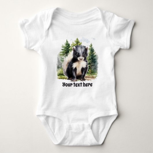 schattig woodland skunk tekst toevoegen romper (Voorkant)