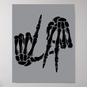 Schattig Y Los Angeles Handgebaar Skelet La Cadeau Poster
