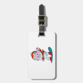 Schattig yeti dragen santa kostuum spelen snowboar bagagelabel (Voorkant verticaal)