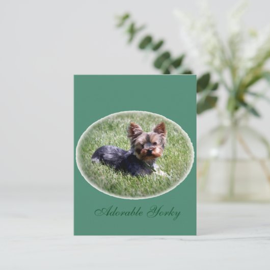 Schattig Yorkie Custom Briefkaart (Staand voorkant)