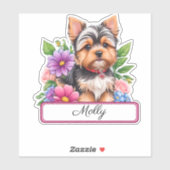 Schattig, Yorkshire & kleurrijke bloemen op maat Sticker (Vel)