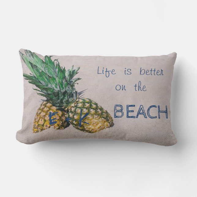 Schattig zand, strand, ananas kussen (Voorkant)