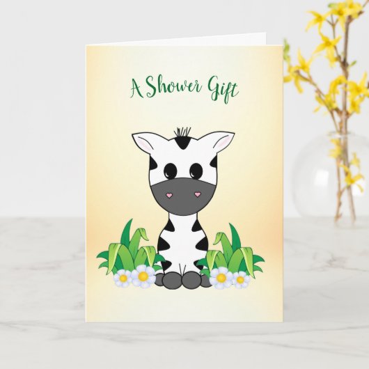 Schattig Zebra Baby shower Gefeliciteerd Kaart (Gele Bloem)