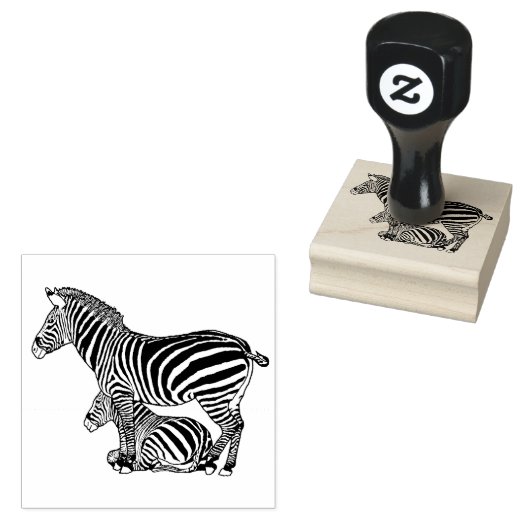 Schattig Zebra en veulen lijn tekenen Rubberstempel (Gestempeld)