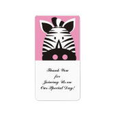 schattig zebra op roze etiket (Voorkant)