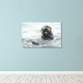 Schattig Zee Otter Canvas Afdruk (Insitu (Houten vloer))
