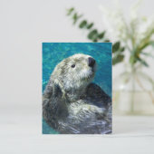 Schattig Zee Otter Cute Blue Water Briefkaart (Staand voorkant)