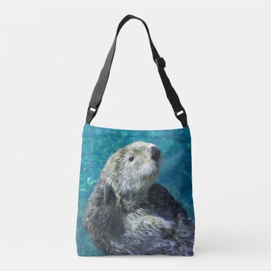 Schattig Zee Otter Cute Blue Water Crossbody Tas (Achterkant)