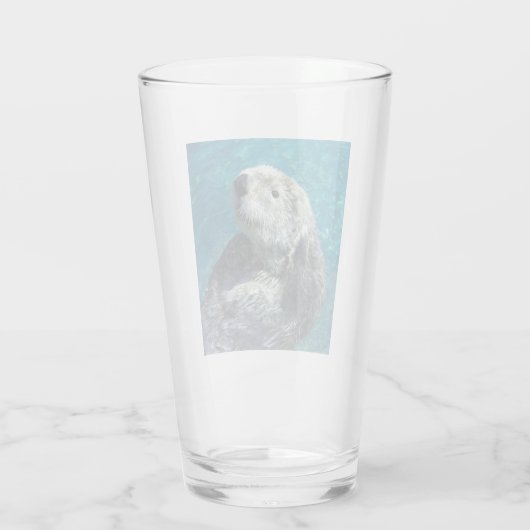 Schattig Zee Otter Cute Blue Water Glas (Achterkant)