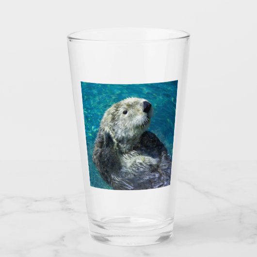 Schattig Zee Otter Cute Blue Water Glas (Voorkant)