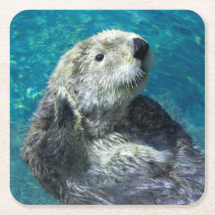Schattig Zee Otter Cute Blue Water Kartonnen Onderzetters