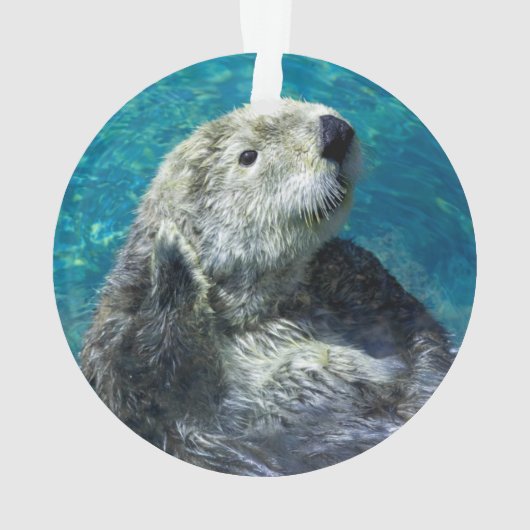 Schattig Zee Otter Cute Blue Water Ornament (achterkant)