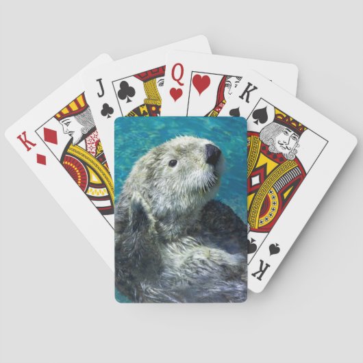 Schattig Zee Otter Cute Blue Water Pokerkaarten (Achterkant)