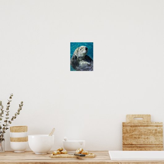 Schattig Zee Otter Cute Blue Water Poster (Keuken)