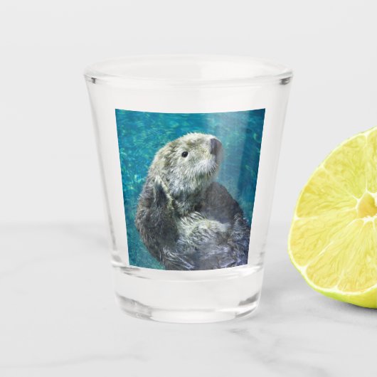 Schattig Zee Otter Cute Blue Water Shot Glas (Voorkant)