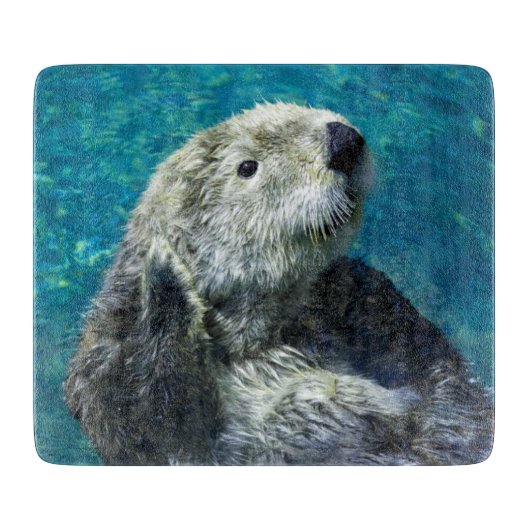 Schattig Zee Otter Cute Blue Water Snijplank (Voorkant)