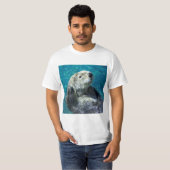 Schattig Zee Otter Cute Blue Water T-shirt (Voorkant volledig)