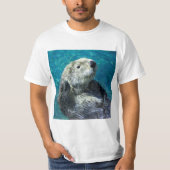Schattig Zee Otter Cute Blue Water T-shirt (Voorkant)