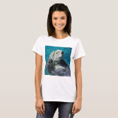 Schattig Zee Otter Cute Blue Water T-shirt (Voorkant volledig)