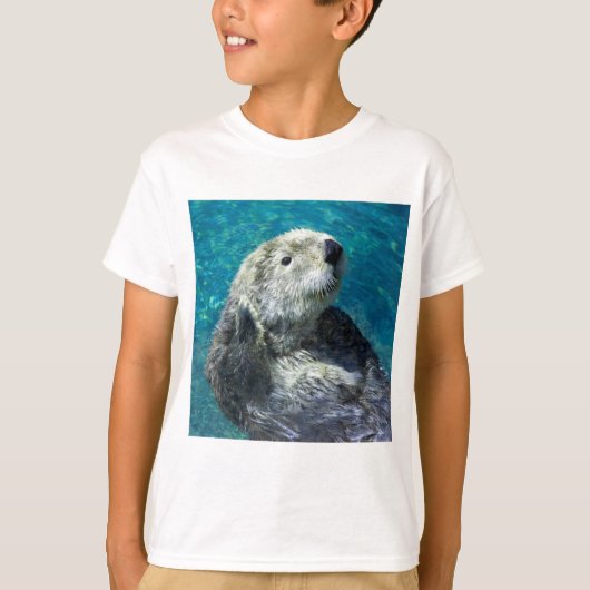Schattig Zee Otter Cute Blue Water T-shirt (Voorkant)