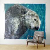 Schattig Zee Otter Cute Blue Water Wandkleed (In Situ (horizontaal))