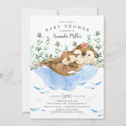 Schattig Zee Otter Meisjes Baby shower Kaart (Voorkant)