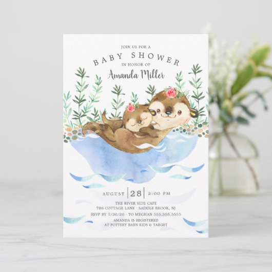 Schattig Zee Otter Meisjes Baby shower Kaart (Staand voorkant)