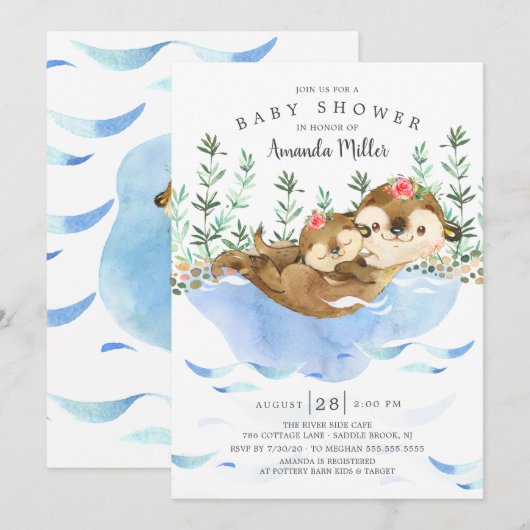 Schattig Zee Otter Meisjes Baby shower Kaart (Voorkant / Achterkant)