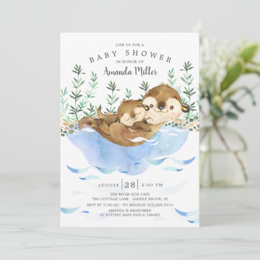 Schattig Zee Otter Neutraal Baby shower Kaart (Staand voorkant)