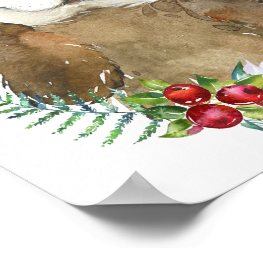 Schattig Zee Otter Nursery Floral | Wandafdrukken Poster (Hoek)