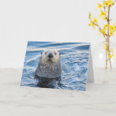 Schattig Zee Otter Peeks Kaart (Gele Bloem)