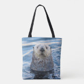 Schattig Zee Otter Peeks Tote Bag (Achterkant)