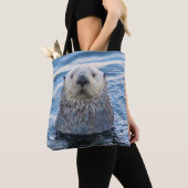 Schattig Zee Otter Peeks Tote Bag (Dichtbij)