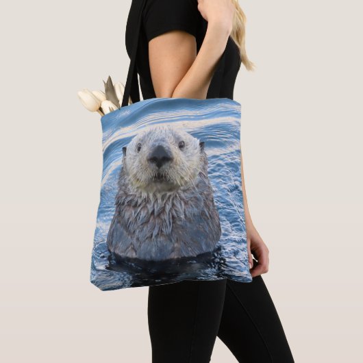 Schattig Zee Otter Peeks Tote Bag (Dichtbij)