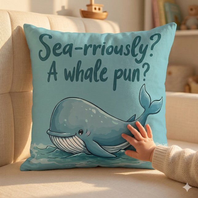 Schattig "Zee-raar? Een walvispun?" oceaanontwerp Kussen (Adorable Sea-rriously A Whale Pun Ocean Design Throw Pillow Mockup E)