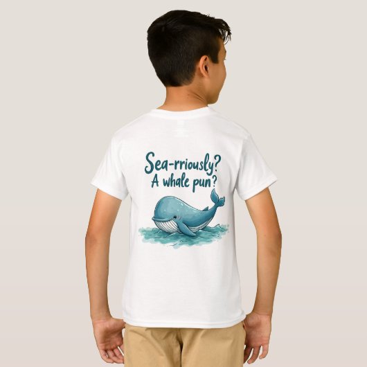 Schattig "Zee-raar? Een walvispun?" oceaanontwerp T-shirt (Achterkant volledig)