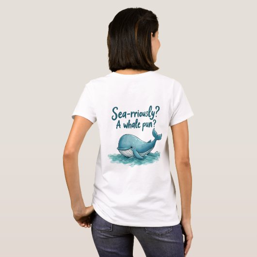 Schattig "Zee-raar? Een walvispun?" oceaanontwerp T-shirt (Achterkant volledig)