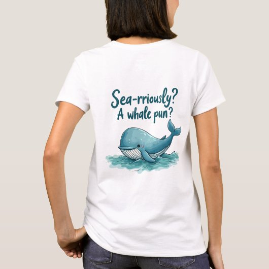 Schattig "Zee-raar? Een walvispun?" oceaanontwerp T-shirt (Achterkant)