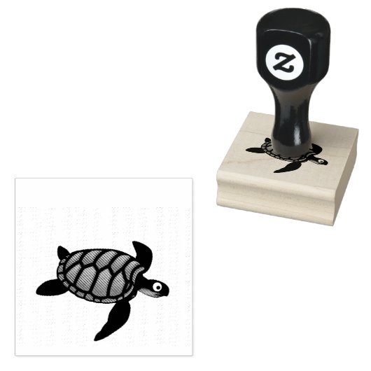 Schattig Zee schildpad reptiel | Rubberstempel (Gestempeld)