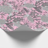 Schattig Zee schildpadden grijs roze koraal rif pr Cadeaupapier (Hoek)