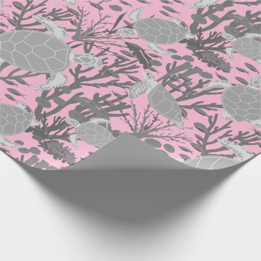Schattig Zee schildpadden grijs roze koraal rif pr Cadeaupapier (Hoek)
