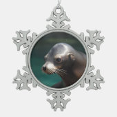 Schattig Zee Tin Sneeuwvlok Ornament (Voorkant)