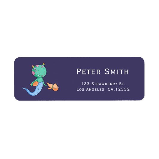 Schattig Zeemeermin Monster Kinderen Retouradres Etiket (Voorkant)