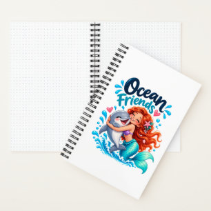 Schattig Zeemeermin Oceaan Vrienden Dolfijn Ontwer Notitieboek