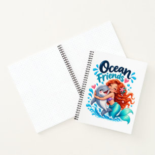 Schattig Zeemeermin Oceaan Vrienden Dolfijn Ontwer Notitieboek