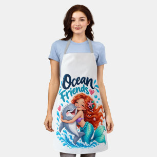 Schattig Zeemeermin Oceaan Vrienden Dolfijn Ontwer Schort