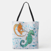 Schattig zeepaardje en vis tote bag (Achterkant)