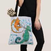 Schattig zeepaardje en vis tote bag (Dichtbij)